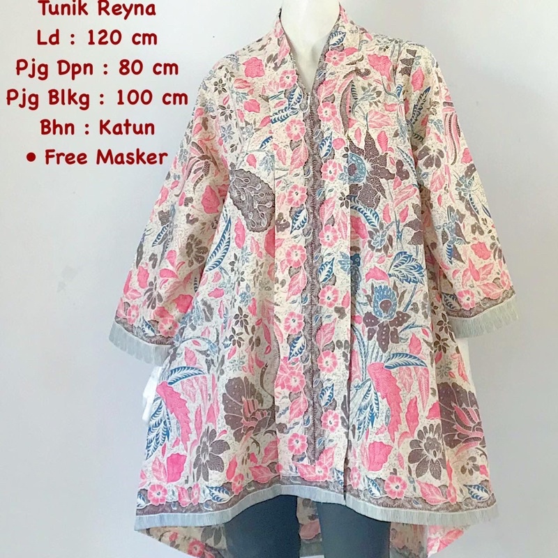 Atasan Batik Blus Tunik Jumbo Big Size All Size Tunik Bahan katun lengan panjang motif batik tiga ne