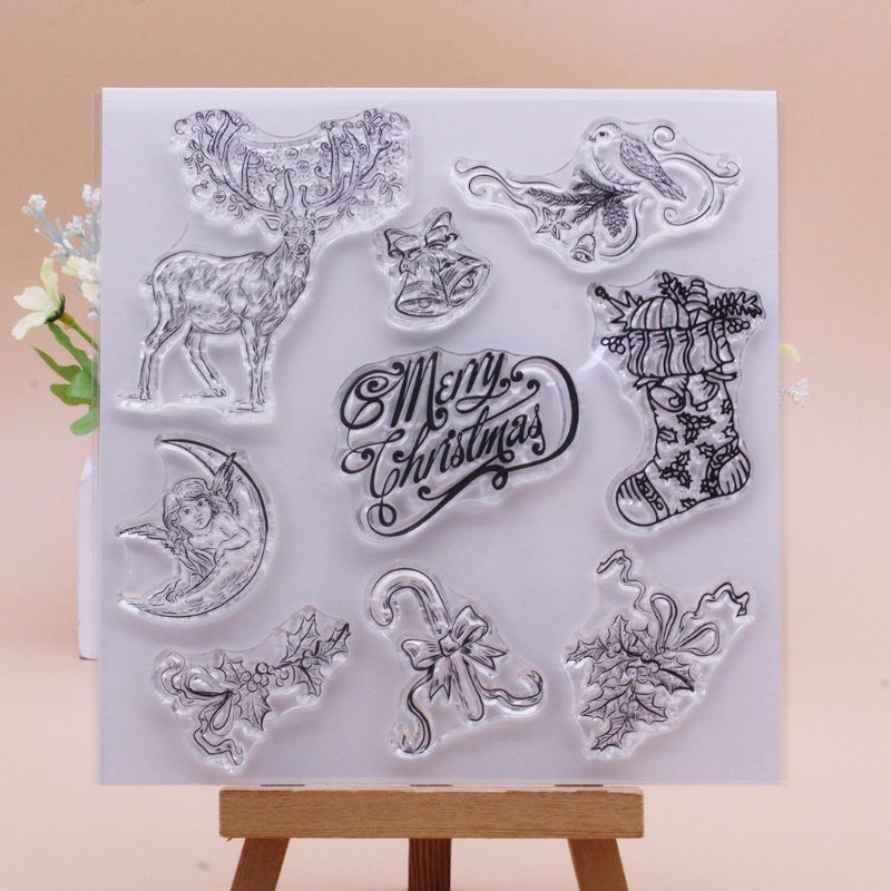 Stempel Segel Bening Desain Rusa Natal Bahan Silikon Untuk Dekorasi Album Foto Scrapbooking