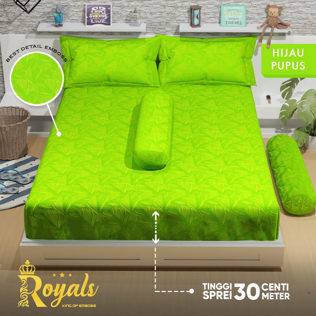 Royals Sprei Jacquard Emboss Uk 160/180 - Hijau Pupus