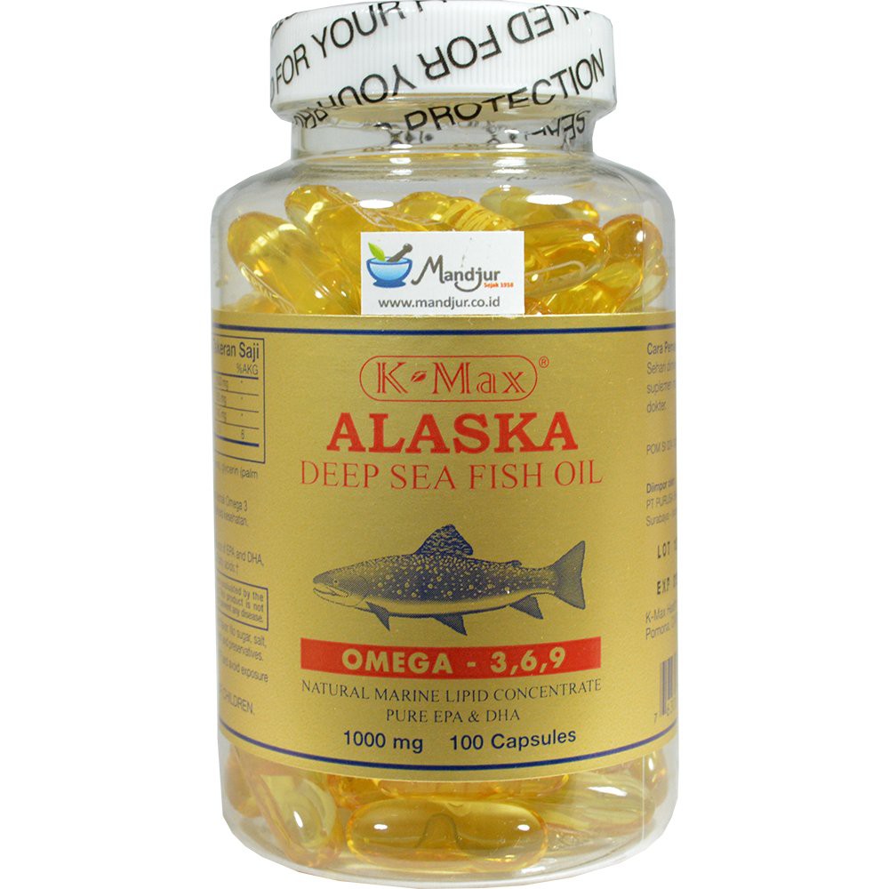 

K-max Alaska Deep Sea Fish Liver Oil Omega 3,6,9 (Isi 100) Putih