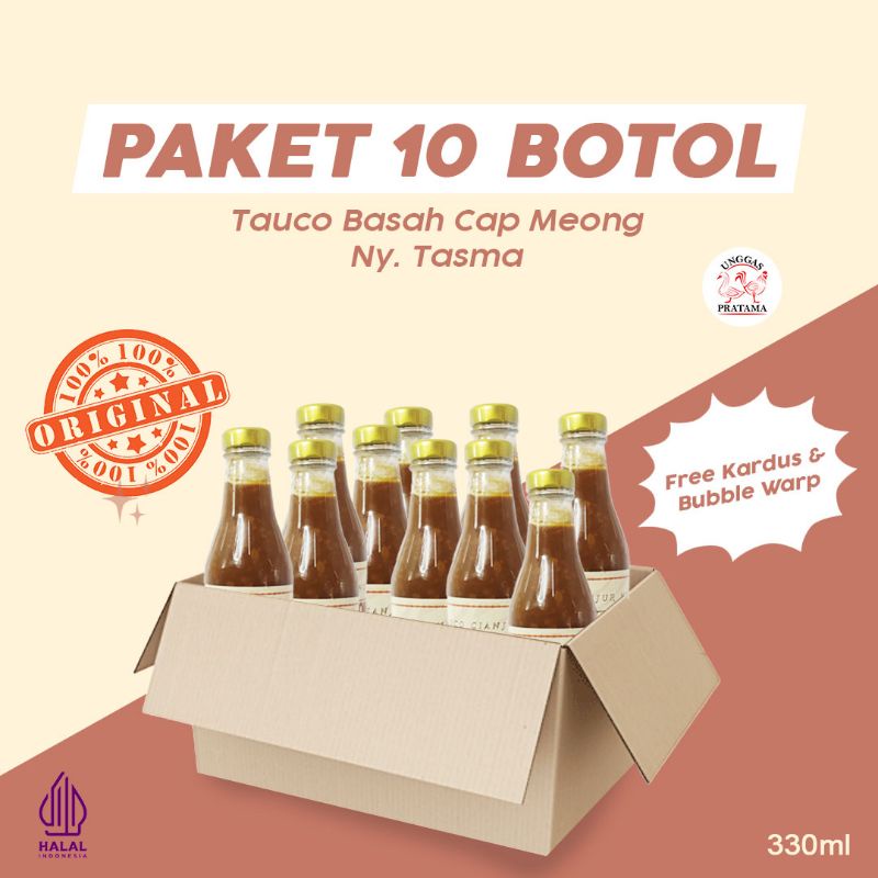 

PAKET MURAH! 10 Botol Tauco Cap Meong Ny. Tasma asli Cianjur, Bundling 10 botol Tauco basah 330ml HALAL 100%