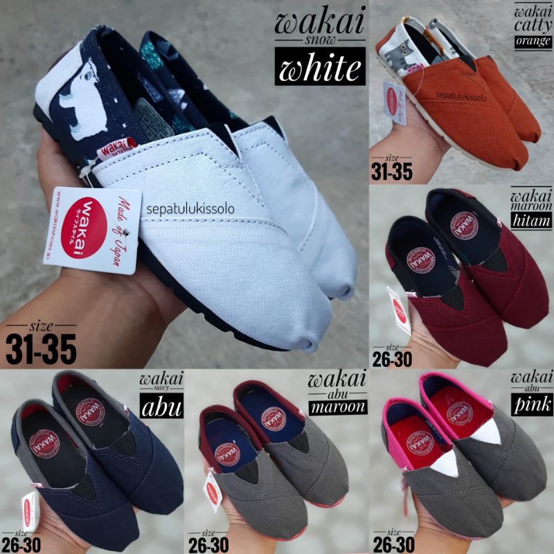 [Khusus 31-35] Sepatu WAKAI Slip on kanvas baby kids motif