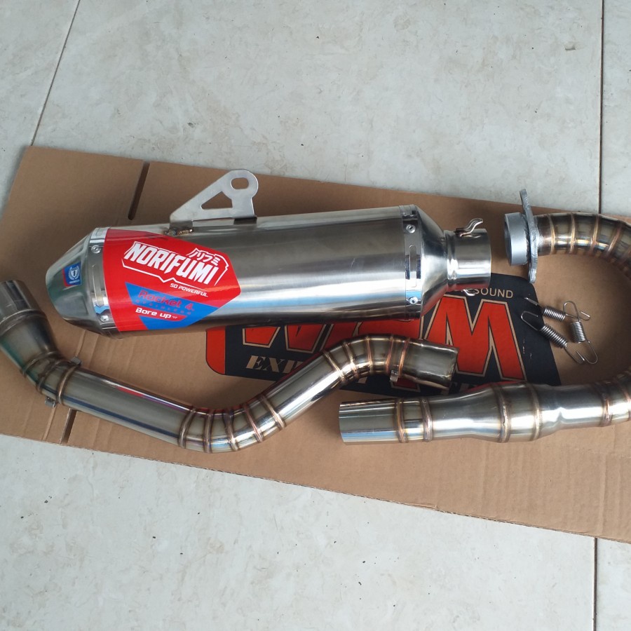 Knalpot racing scorpio trail rangka standar full sistem Norifumi