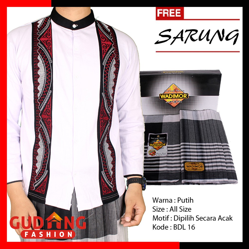 Baju Koko Panjang Plus Free Sarung - Banyak Pilihan Warna BDL (COMB)