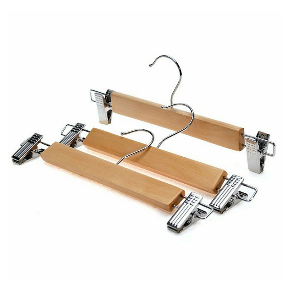 INFY - R671 Hanger Kayu Jepit Natural | Hanger Kayu Celana