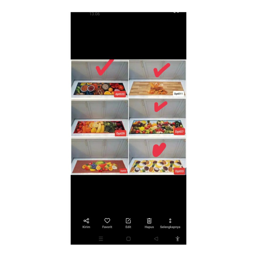 Keset Dapur Motif Buah Sayur Kue Ukuran 120 x 50 cm Anti Slip Lembut di Kaki