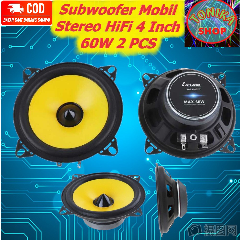 LaBo Speaker Subwoofer Mobil Stereo HiFi 4 Inch 60W 2 PCS - LB-PS1401D