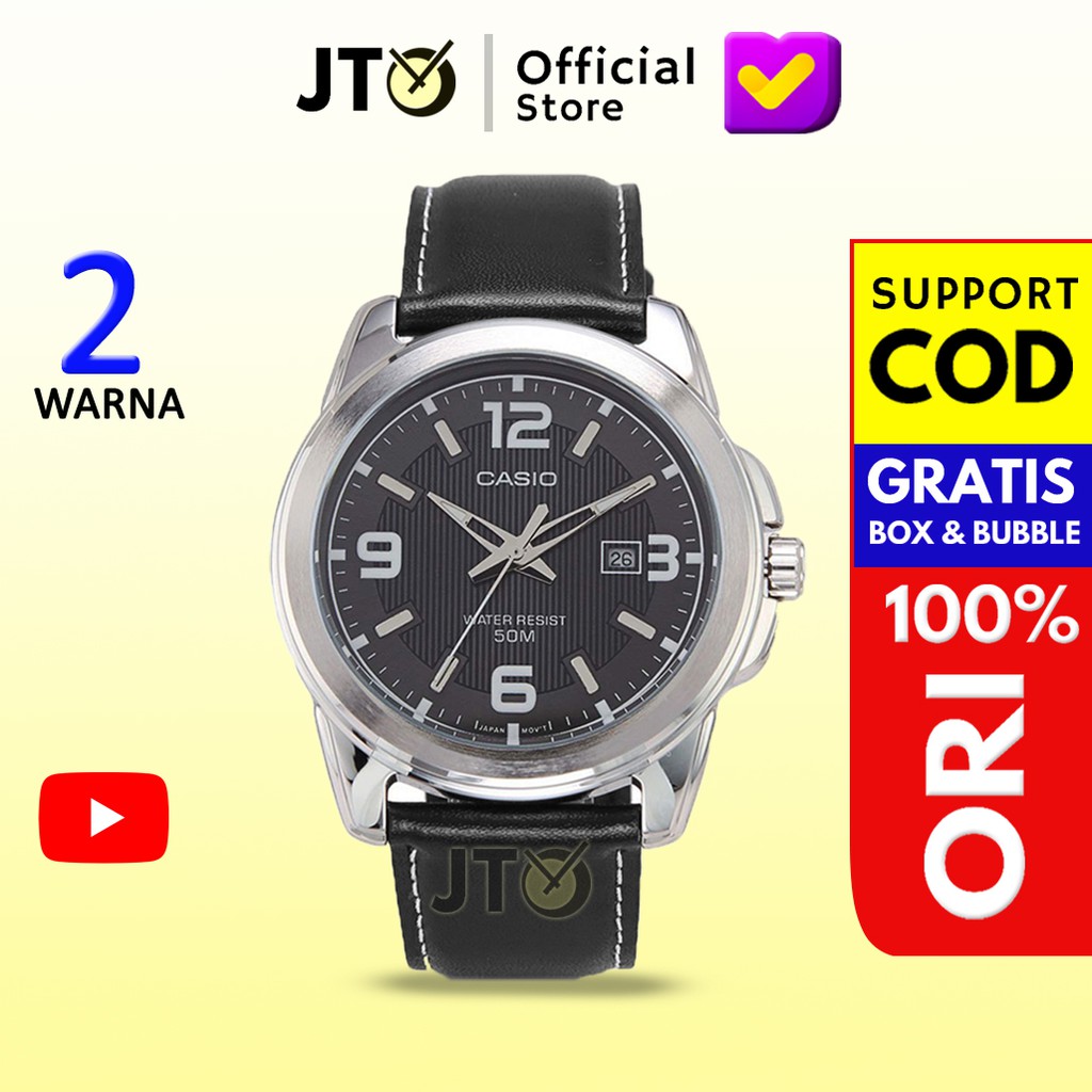 JAM TANGAN CASIO KULIT ANALOG ARLOJI PRIA COWOK ORIGINAL ORI ANTI AIR KADO HADIAH ULANG TAHUN C29