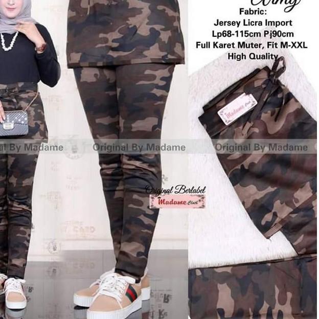 celana senam rok army/celana senam loreng army bahan spandex import