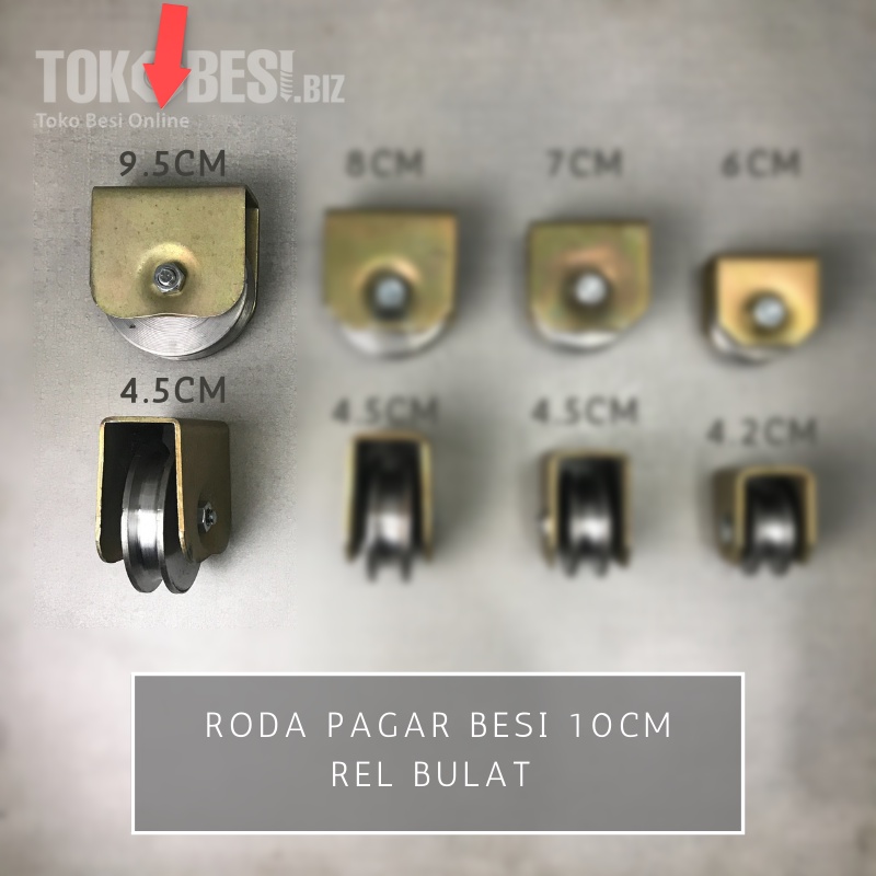Roda pagar besi 10cm - rel bulat (bh)
