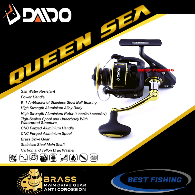 REEL PANCING DAIDO QUEEN SEA SW POWER HANDLE UKURAN 4000 6000 8000