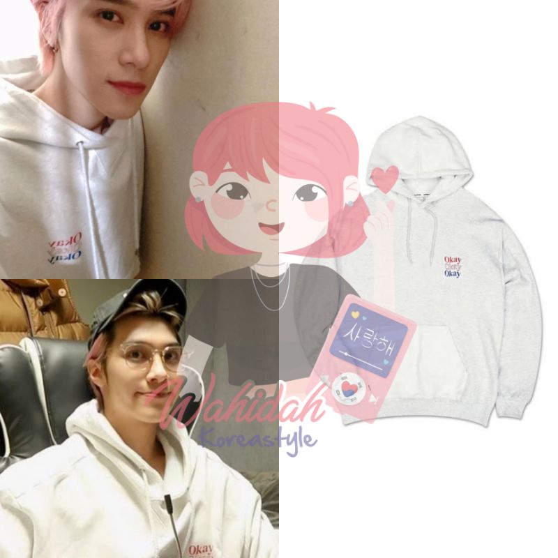 Jaket Hoodie Hendery NCT WayV "UrbandType Okay Wave Logo" Baju Idol KPop Fashion