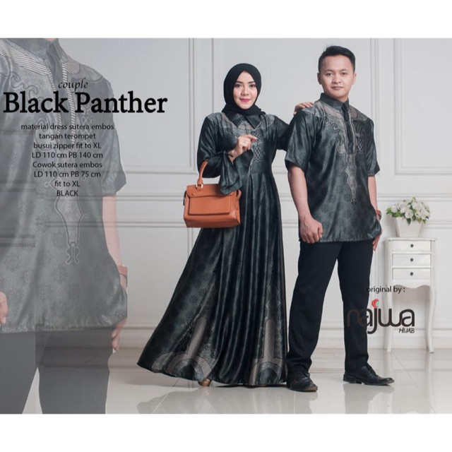 BLACK PANTHER COUPLE BLACK PANTHER ORI NAJWA LABEL BATIK COUPLE BATIK COUPLE DRESS COUPLE GAMIS CP