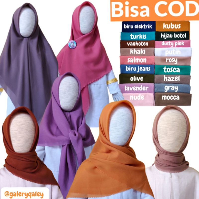 HIJAB SEGIEMPAT KIDS / HIJAB ANAK ABG / BELLASQUARE ANAK / JILBAB ANAK / KERUDUNG ANAK / HIJAB POLOS