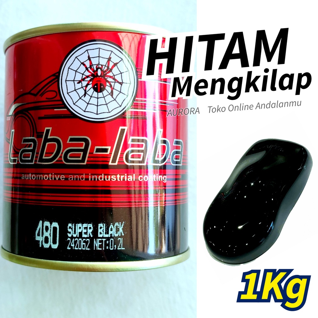 Cat Hitam Mengkilap Polos 1Kilo Laba Laba Spider Super Black 1Kg 1Liter Cet Mobil dan Motor Kualitas
