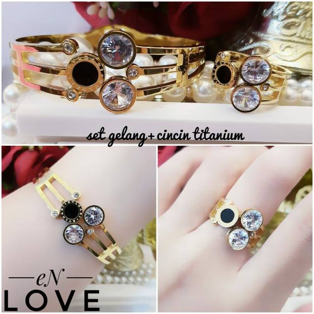 Set Titanium Gelang dan Cincin