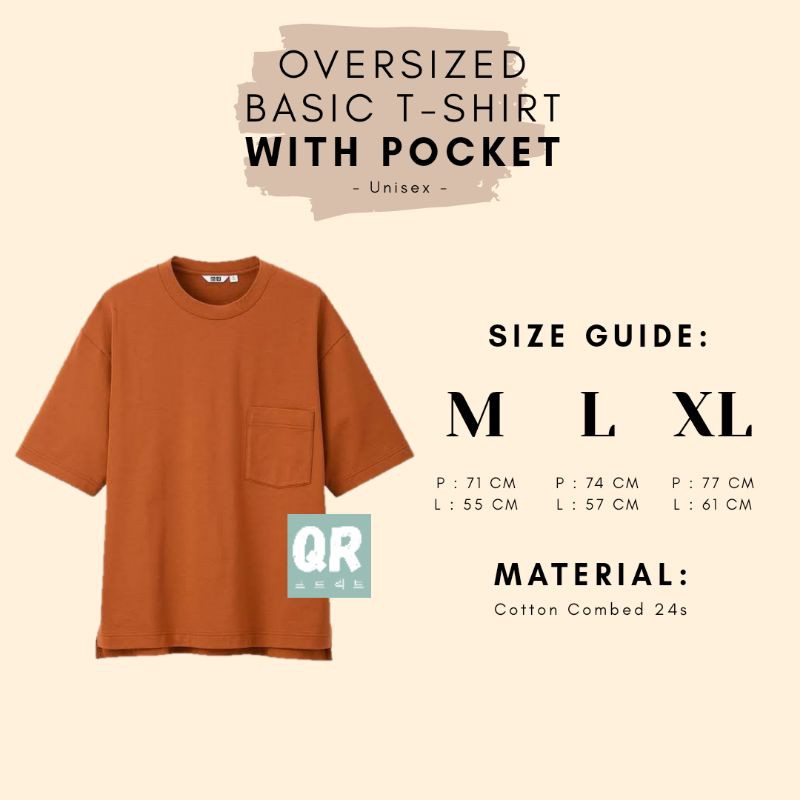 QRPROJECT.ID -POCKET Kaos Polos Oversize Pocket Unisex Premium Oversized Tshirt Combed 24s NEWCOLOUR