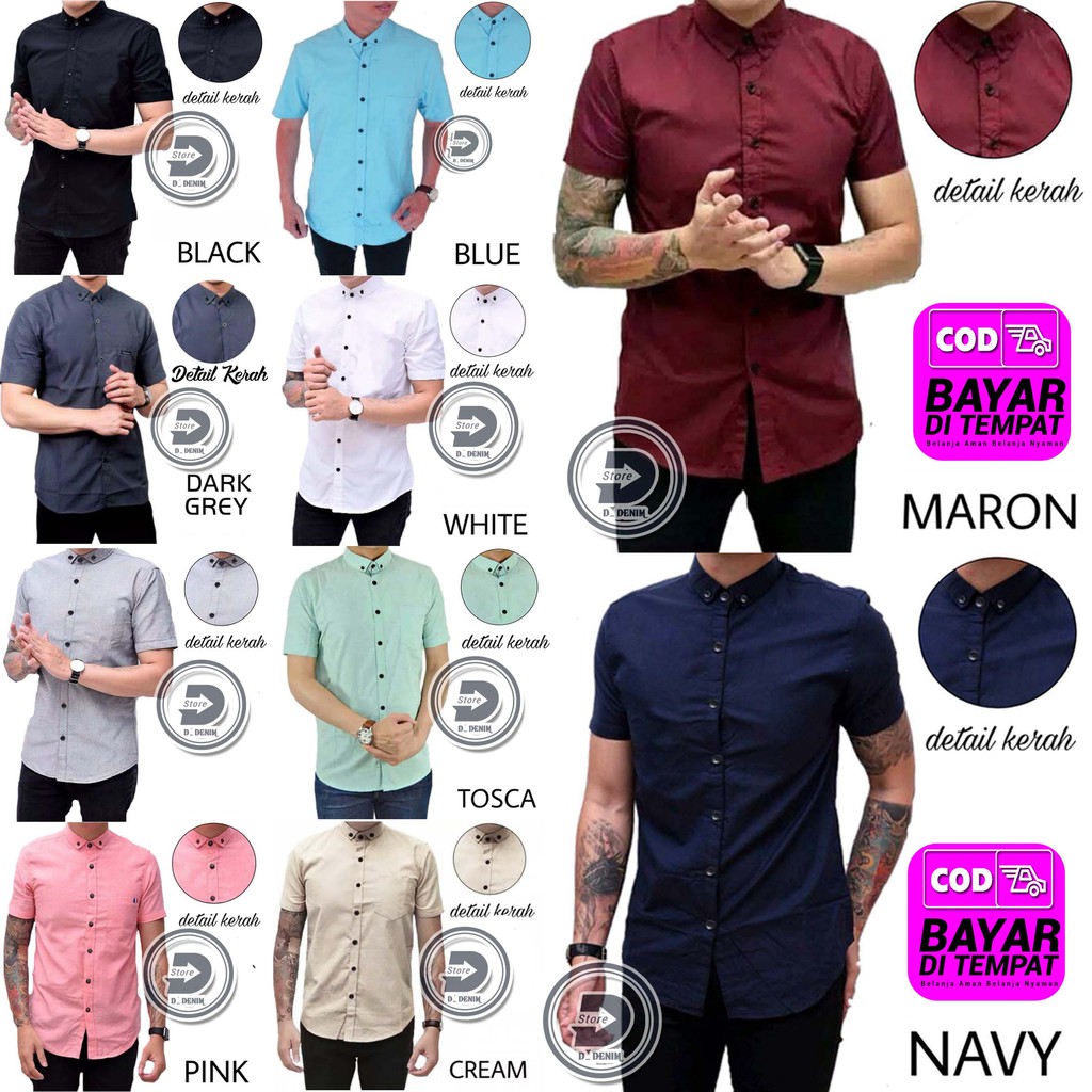 KEMEJA PRIA  BAJU COWOK SLIMFIT  BEST SELLER  KEMEJA POLOS LENGAN PENDEK  KEMEJA COWOK  KASUAL