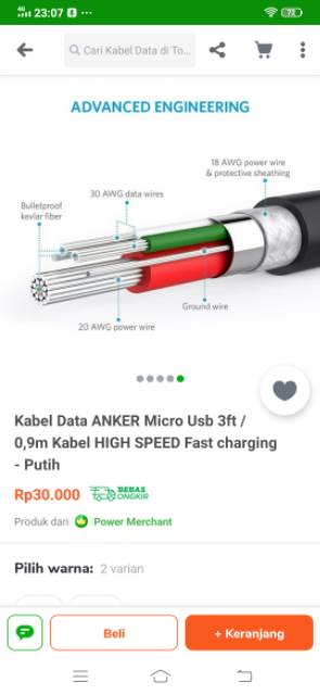 Kabel data ANKER MICRO Power line+ll .Cable usb 0.9m