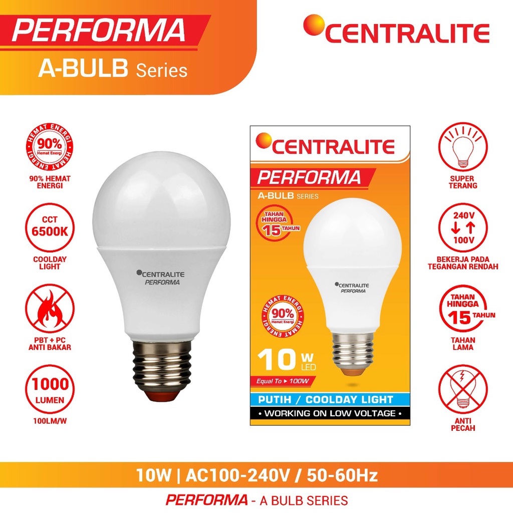 Lampu LED Centralite Performa 3W 5W 8W 10W 13W 15W 20W 6500K (putih)