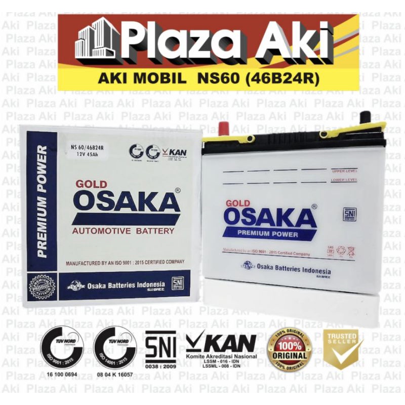 (OSAKA NS60) Aki Mobil NS60 46B24R TOYOTA Avanza Rush Veloz SUZUKI Swift Carry DAIHATSU Xenia Terios
