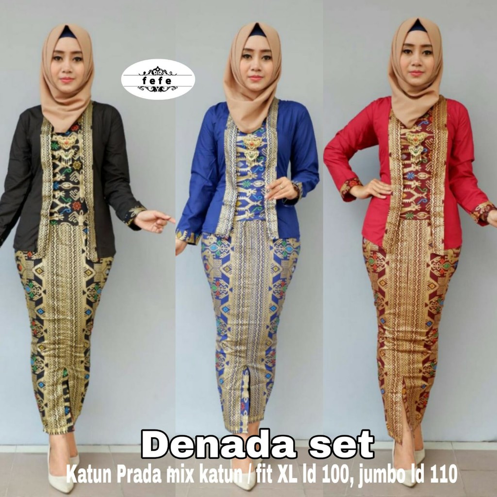 BAJU BATIK TERBARU | BAJU BATIK WANITA MODEL SETELAN ROK DAN BLUS JUMBO TERBARU DENADA