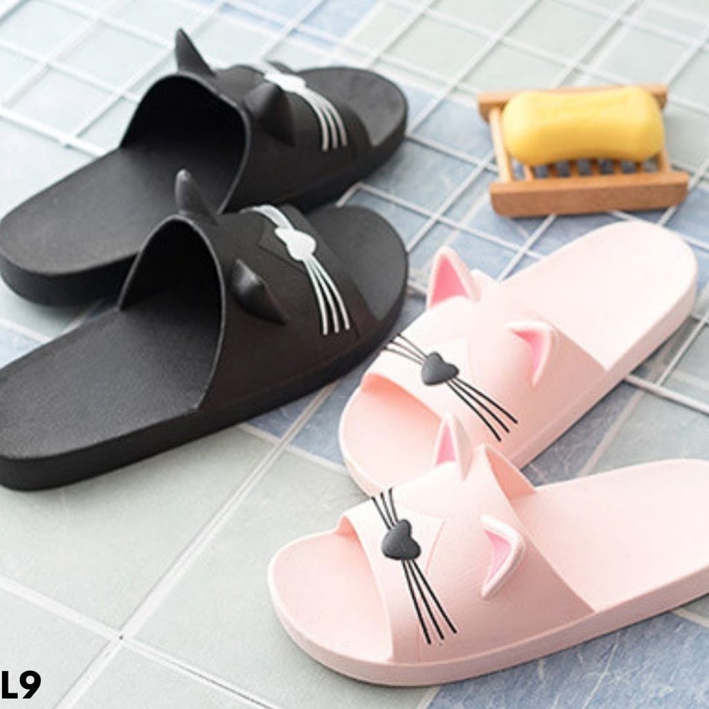 SANDAL FLIP-FLOP WANITA MODEL SELOP DESIGN CAT KOREAN BAHAN FULL RUBBER IMPORT MUDAH DICUCI L9