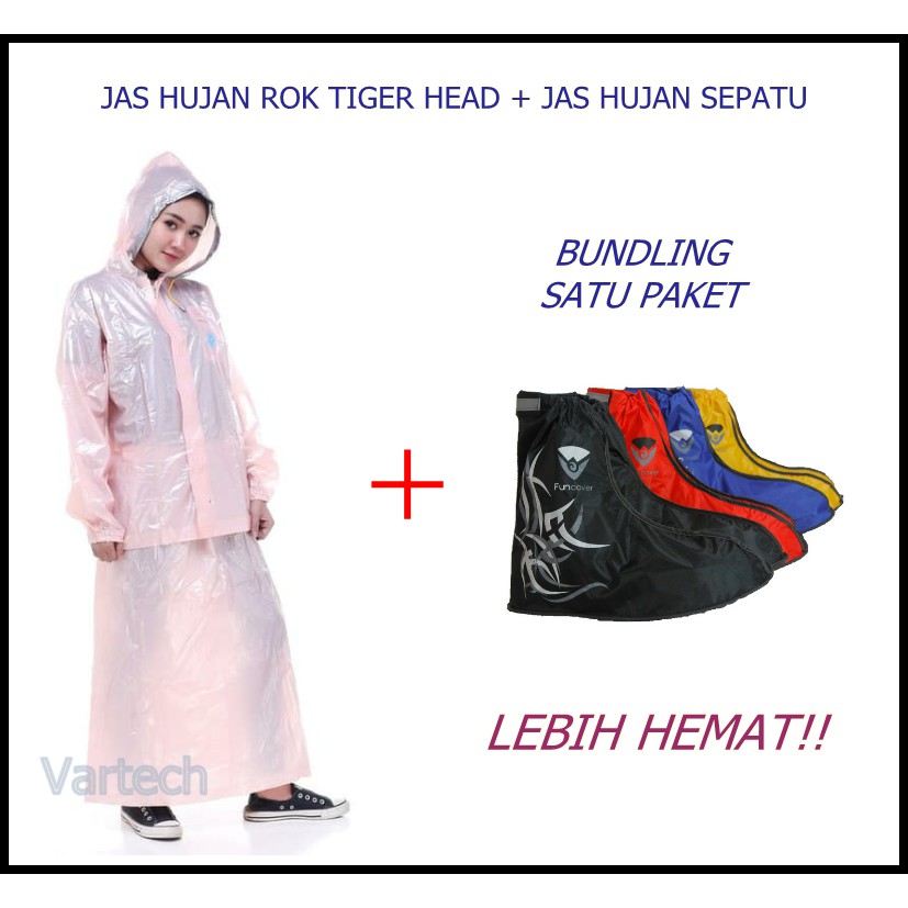 Jas Hujan Rok Wanita Muslimah Jas Ujan Wanita Mantel Wanita Jas Hujan Tiger Head + Mantel Sepatu