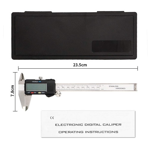 Sketmat Sigmat Jangka Sorong Vernier Caliper Digital Elektrik with LCD Bahan Stainless Steel Silver Plus Hard Case Akurat Cm Inch