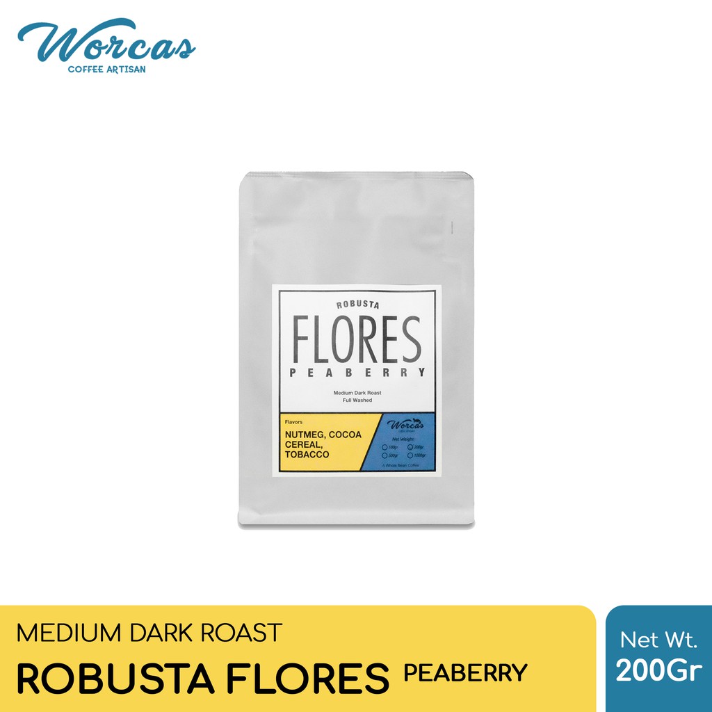 

WORCAS Kopi Robusta Flores Peaberry 200 Gram - Medium Dark Roast