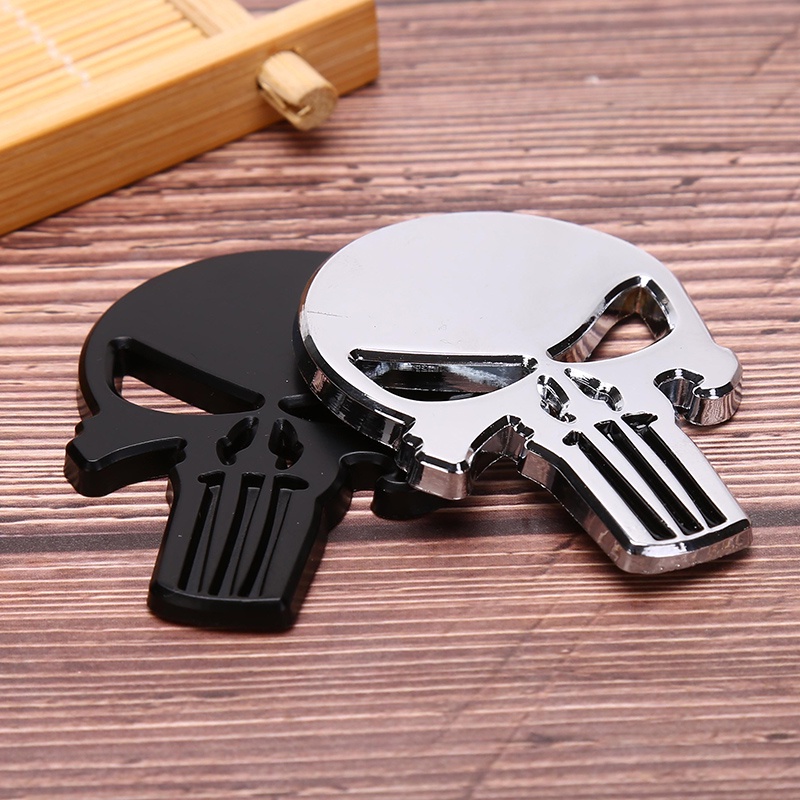 Stiker Emblem / Badge 3d Bentuk Tengkorak Bahan Metal