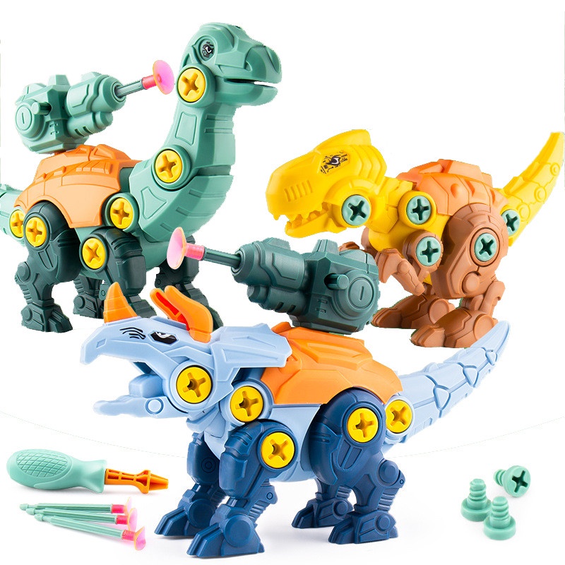 Set Mainan Edukasi Dini Bayi / Anak Model Balok Bangunan Dinosaurus Jurassic DIY Dengan Sekrup