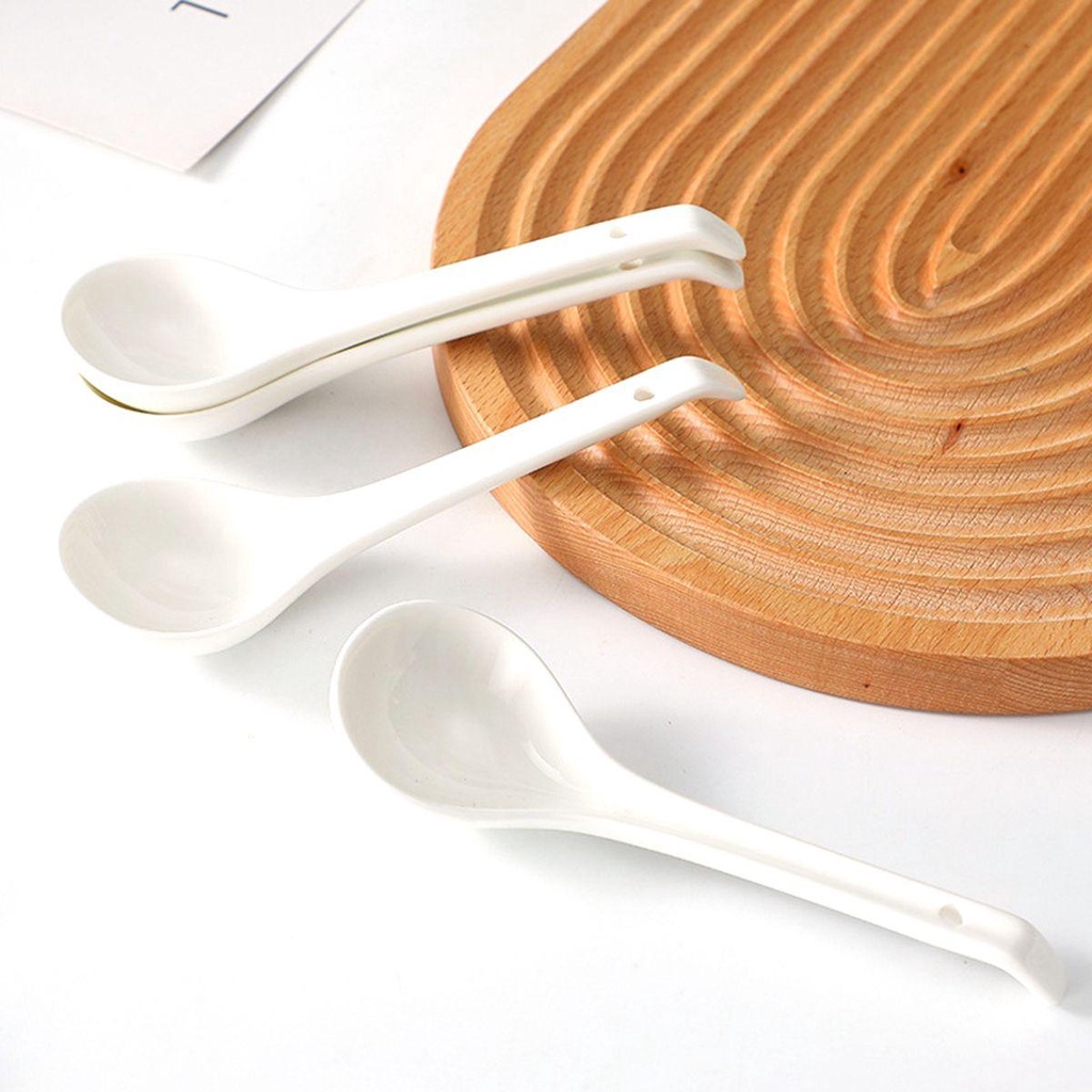 NICKOLAS1 Sendok Sup Aduk Dewasa Makan Peralatan Makan Keramik Putih Gaya Jepang