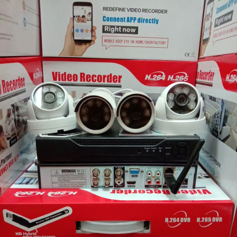PAKET CCTV 4 CHANNEL WIFI 2560P DENGAN 4 CCTV AHD 5MP 1080P KOMPLIT