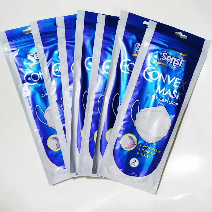 SENSI Convex Mask Sachet isi 2pcs 4Ply Earloop Medical Grade Masker Dewasa Disposable