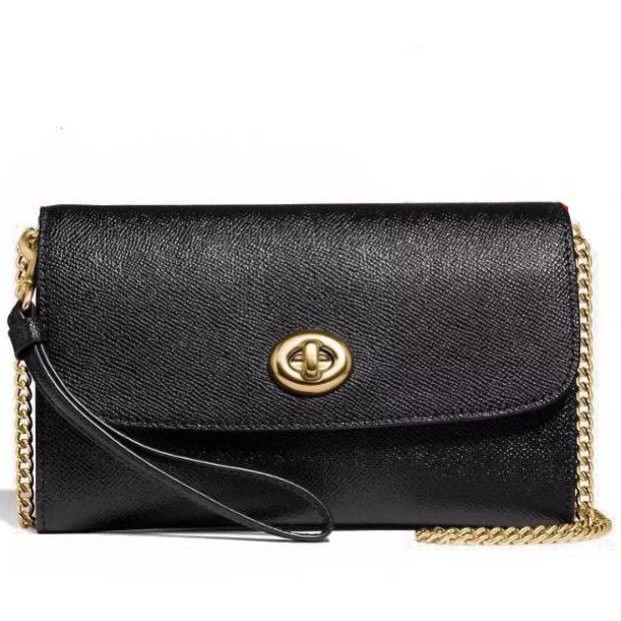 tas coach chain crossbody leather black f33390