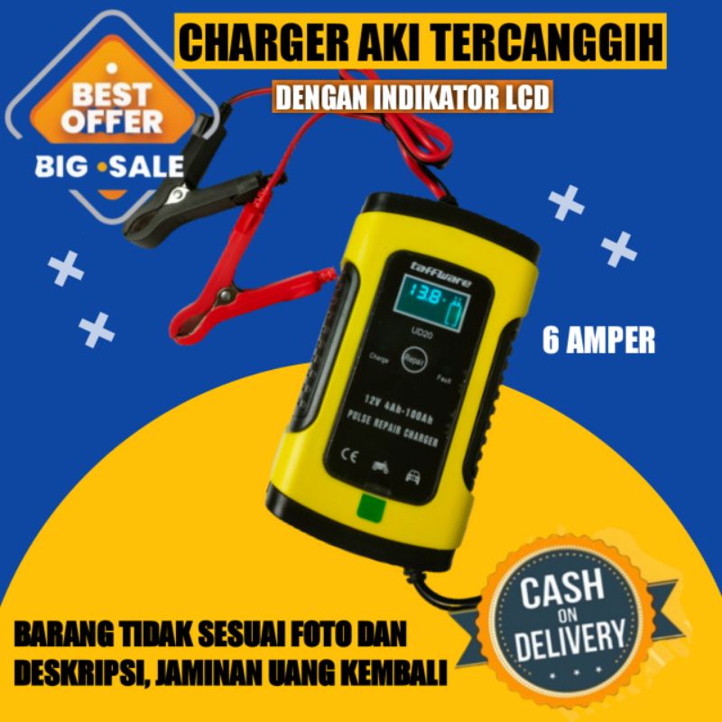 (COD) Cas Aki Motor Mobil 12V / Cas Aki Mobil / Charger Aki Mobil Otomatis / Aki Motor