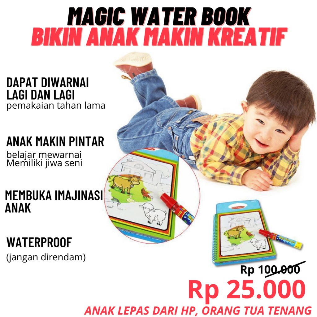 

Magic Water Book Buku Gambar Ajaib Pulpen Air Mainan Edukasi Anak