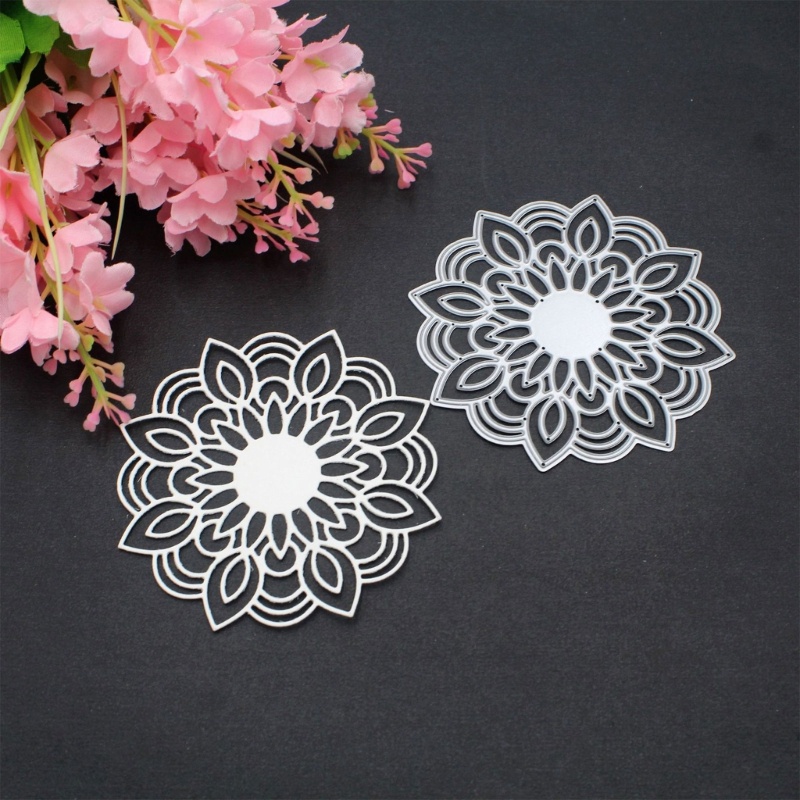 Cetakan Stensil Cutting Dies Motif Renda Bunga Hollow Untuk Scrapbook / Craft DIY