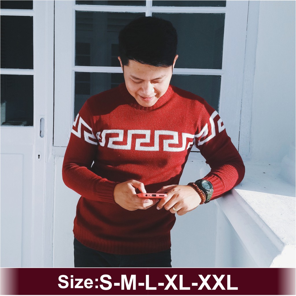 Sweter Pria S M L XL XXL XXXL 4XL Baju Rajut Sweater Big Size Labirin Suwiter Pria Rajutan / Suiter