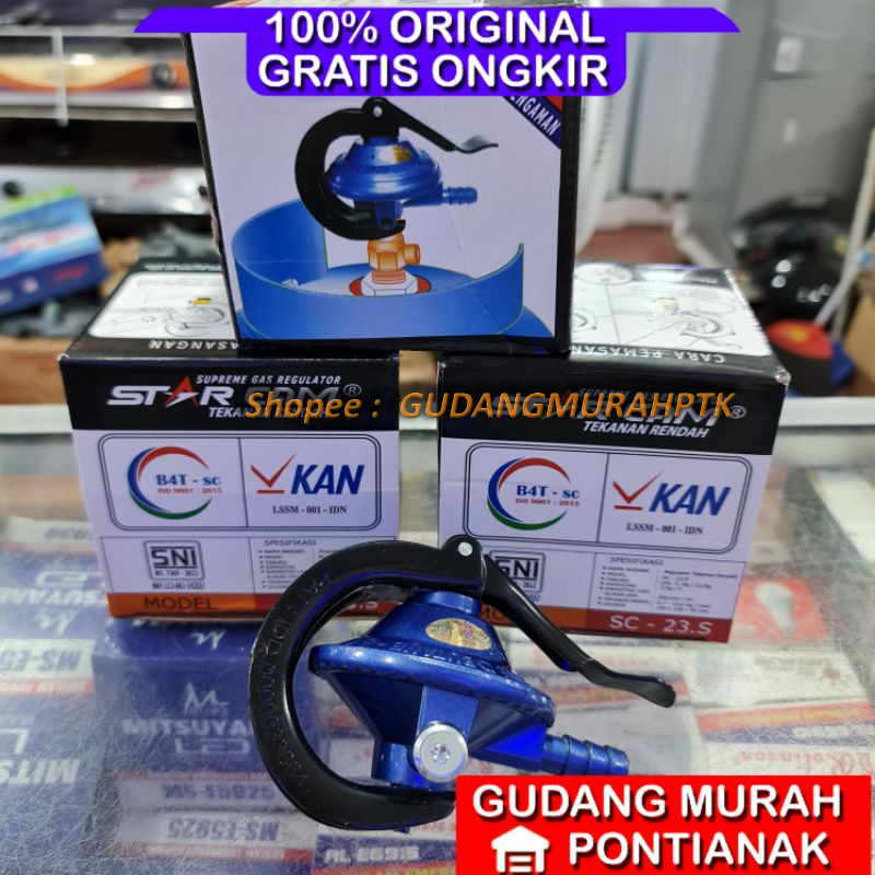 Starcam regulator tekanan rendah SC 23S /kepala gas Starcam /cekak tanpa meteran black edition