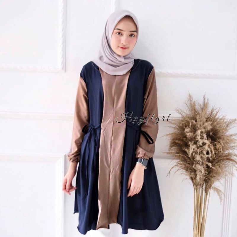 Akhsana Tunik | Tunik Kekinian | Tunik Polos Kombinasi