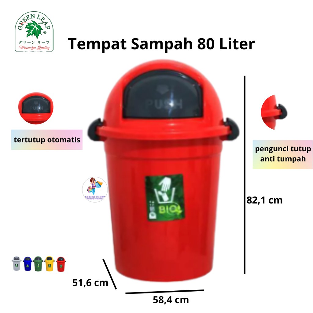 Tempat sampah BIO 80 liter green leaf 2008