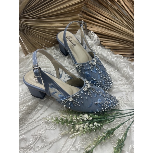 sepatu wanita wedding rullne iceblue 5cm tahu