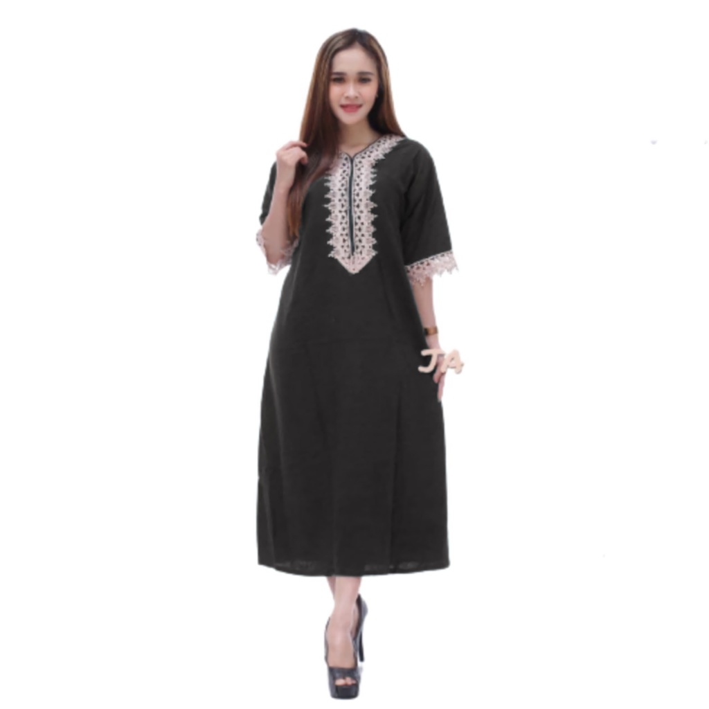 DASTER ARAB DLUSIA TUNIK HANIYAH|| RAYON SUPER GRADE A || RESLETING-Ds Hedi Hitam