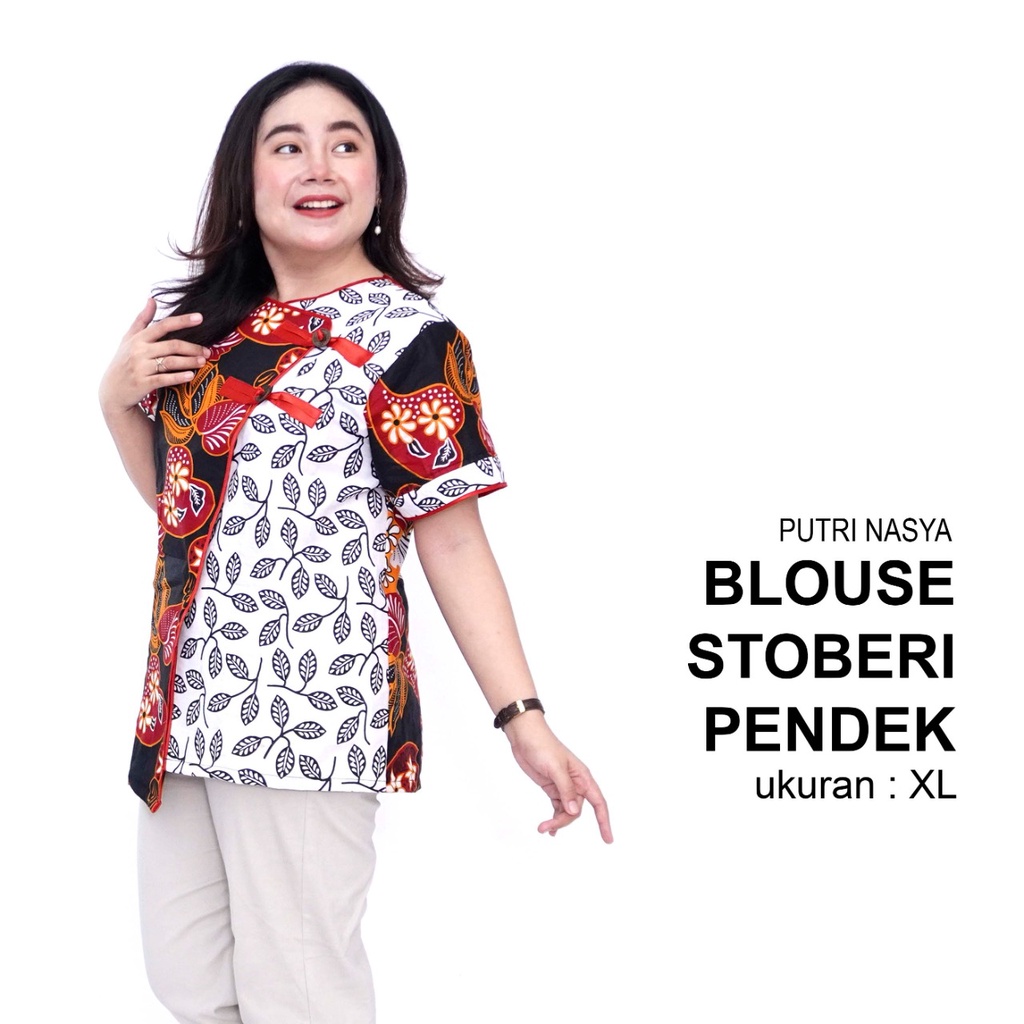 Blouse Big Size Wanita Atasan Batik Jumbo L-XL-2L-3L-4L-5L-6L-7L Model Blus Jumbo Kerja Batik