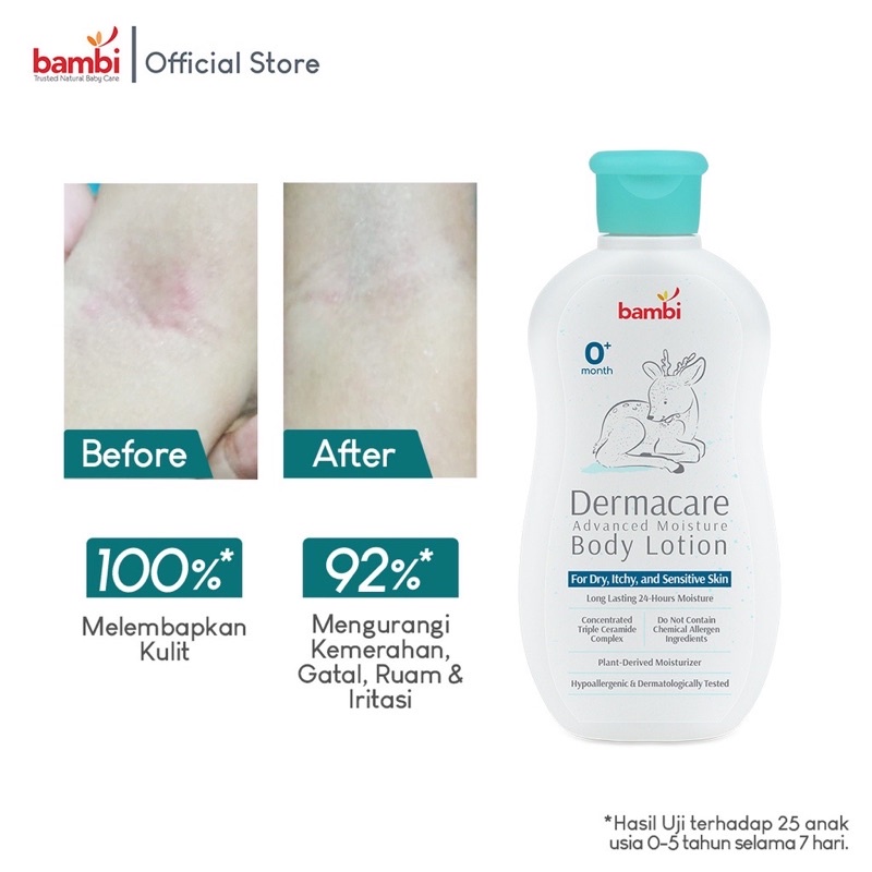 Bambi Dermacare Advance Moisture Body Lotion Losion Bayi Newborn Kulit Sensitif