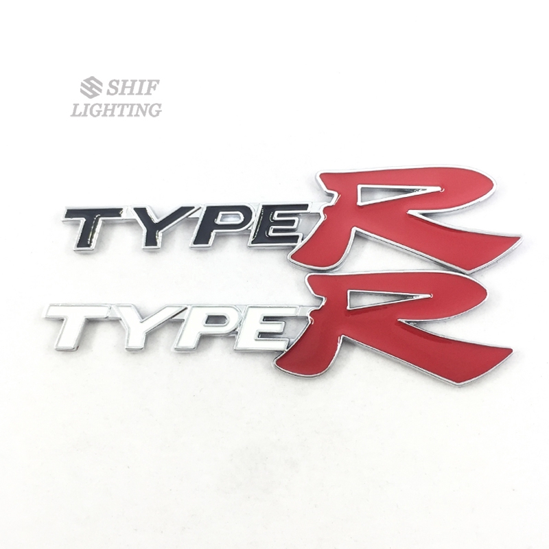 1Pc Stiker Emblem / Badge Logo typer Type R Bahan Metal untuk Bagasi Belakang Mobil