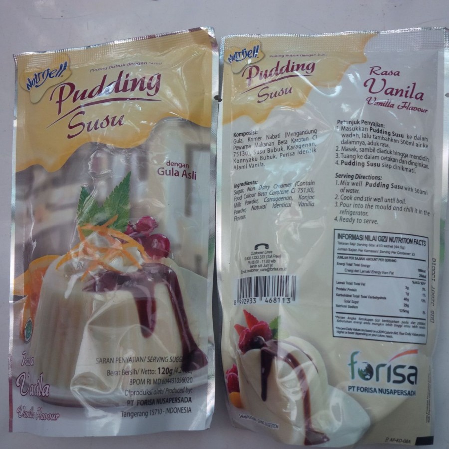 

puding susu vanila makanan instant nutrijel putih agar
