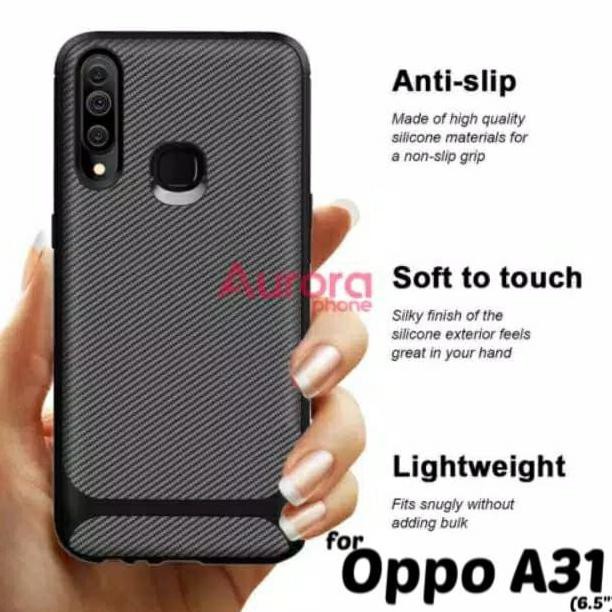 OPPO A31 SOFTCASE DUAL LAYER RUGGED CARBON SLIM ARMOR CASING OPPOA31 - HITAM